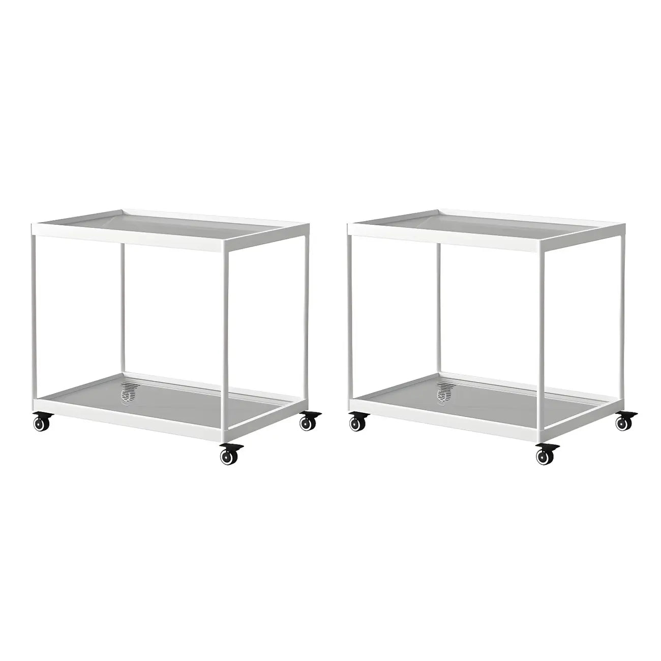 Table d'appoint rectangulaire à plateau supérieur en verre doré sur roulettes