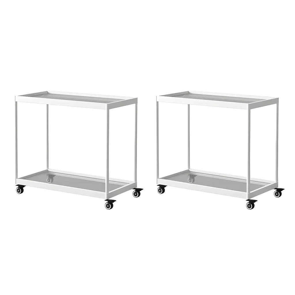 Table d'appoint rectangulaire à plateau supérieur en verre doré sur roulettes