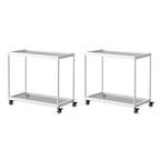 Table d'appoint rectangulaire à plateau supérieur en verre doré sur roulettes