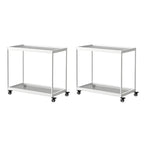 Table d'appoint rectangulaire à plateau supérieur en verre doré sur roulettes