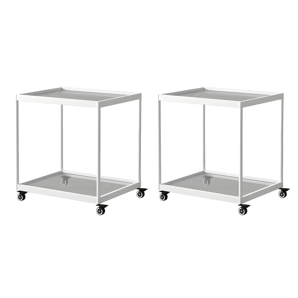 Table d'appoint rectangulaire à plateau supérieur en verre doré sur roulettes