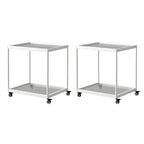 Table d'appoint rectangulaire à plateau supérieur en verre doré sur roulettes