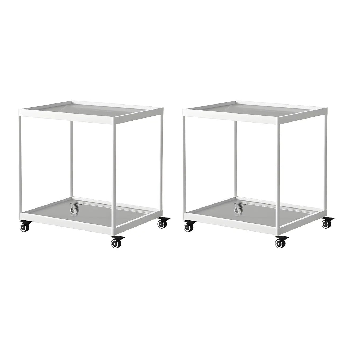 Table d'appoint rectangulaire à plateau supérieur en verre doré sur roulettes