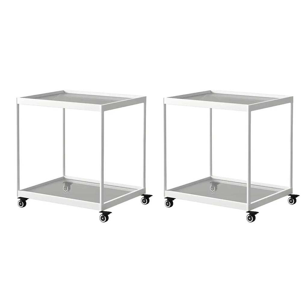 Table d'appoint rectangulaire à plateau supérieur en verre doré sur roulettes