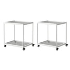 Table d'appoint rectangulaire à plateau supérieur en verre doré sur roulettes