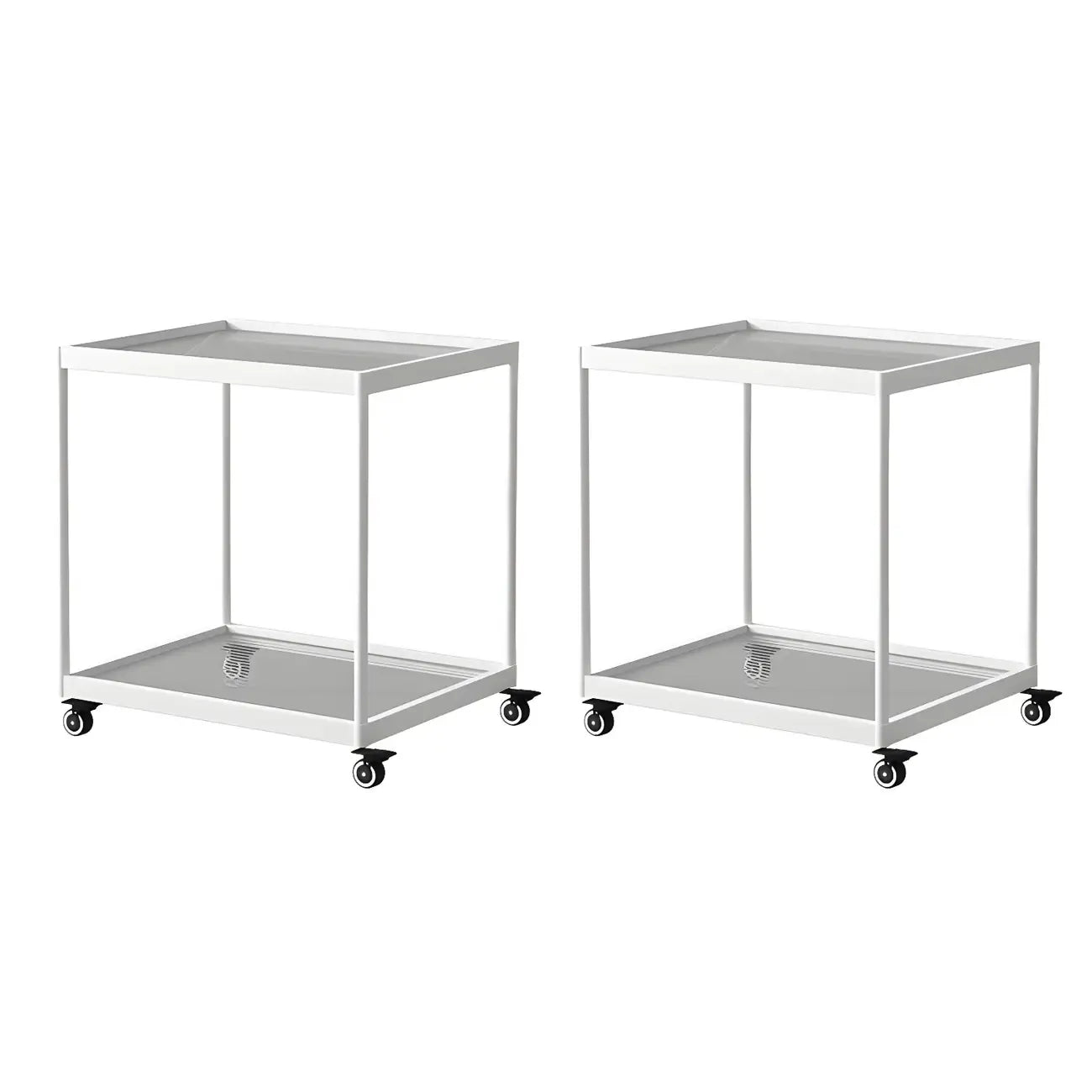 Table d'appoint rectangulaire à plateau supérieur en verre doré sur roulettes