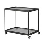 Table d'appoint rectangulaire à plateau supérieur en verre doré sur roulettes