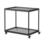 Table d'appoint rectangulaire à plateau supérieur en verre doré sur roulettes