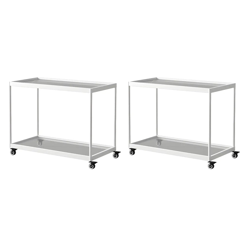 Table d'appoint rectangulaire à plateau supérieur en verre doré sur roulettes