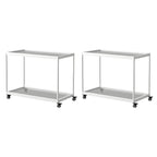 Table d'appoint rectangulaire à plateau supérieur en verre doré sur roulettes