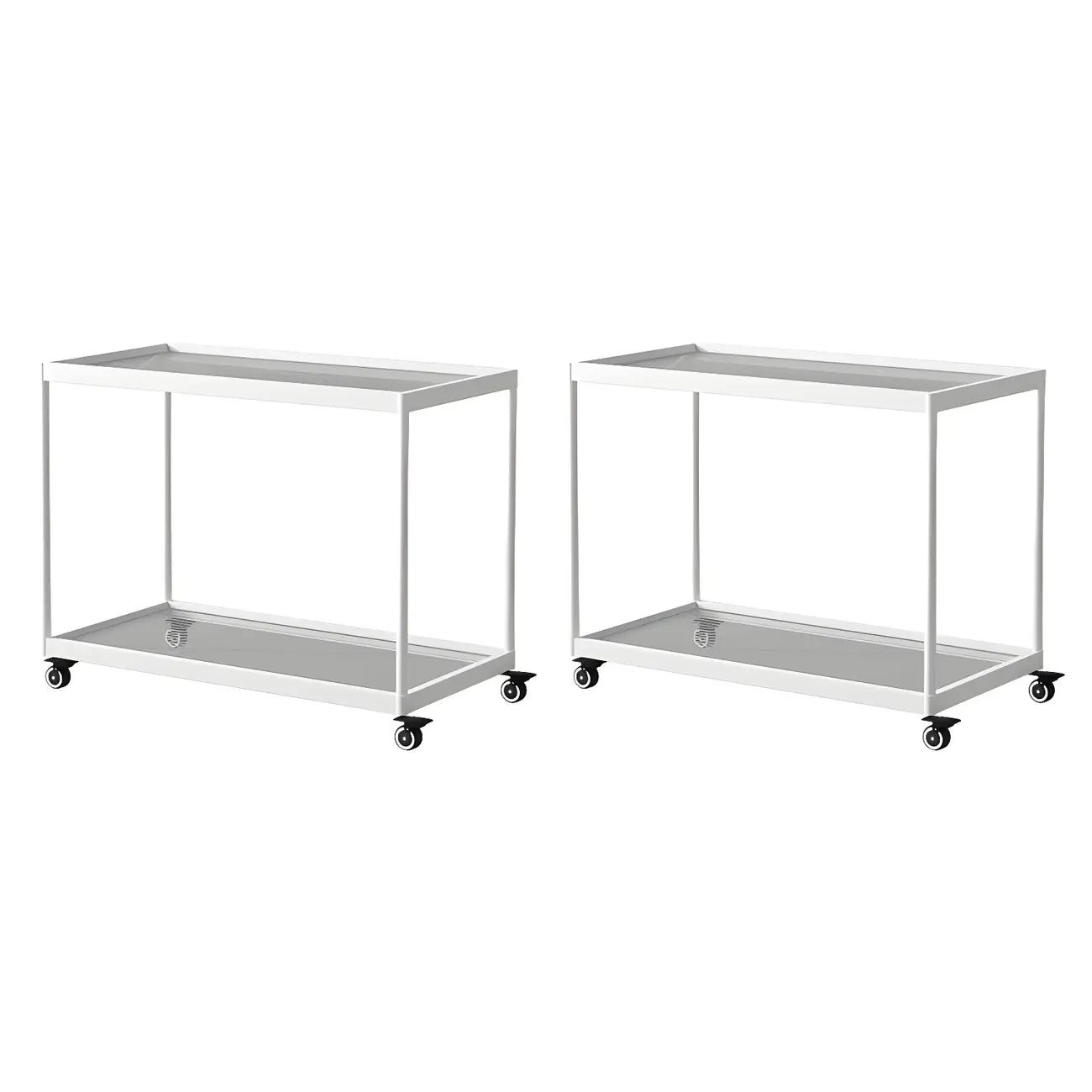 Table d'appoint rectangulaire à plateau supérieur en verre doré sur roulettes