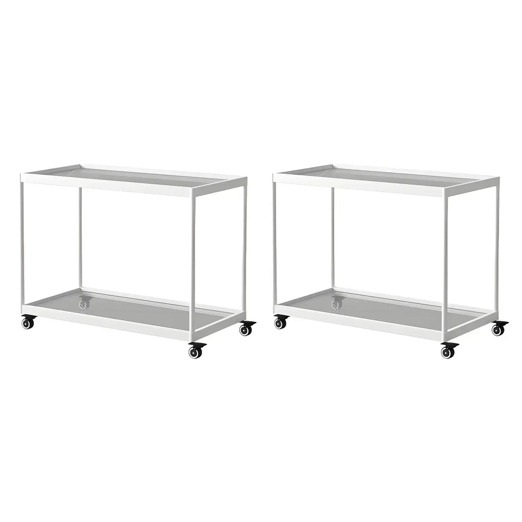 Table d'appoint rectangulaire à plateau supérieur en verre doré sur roulettes