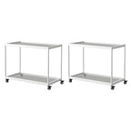 Table d'appoint rectangulaire à plateau supérieur en verre doré sur roulettes