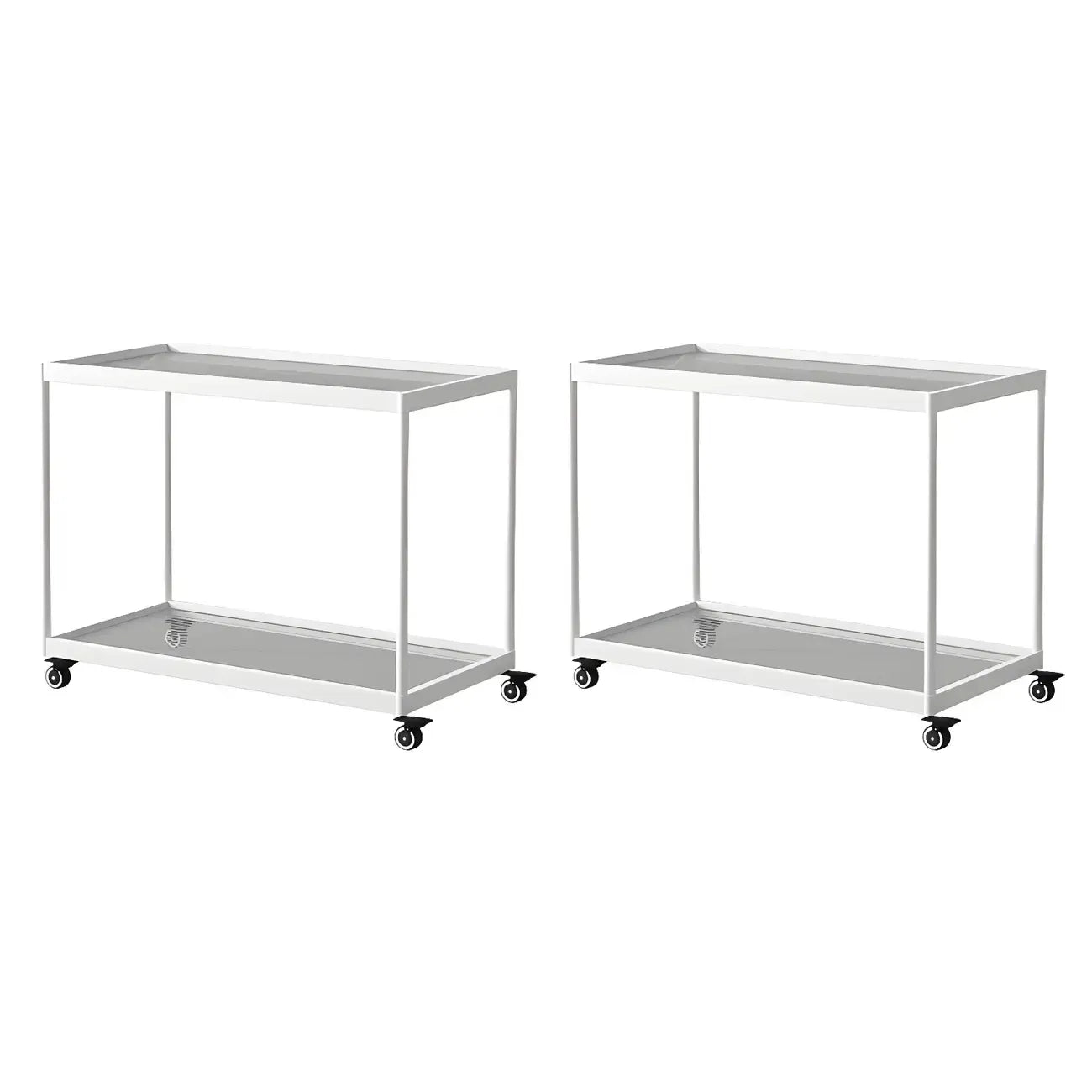 Table d'appoint rectangulaire à plateau supérieur en verre doré sur roulettes