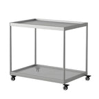 Table d'appoint rectangulaire à plateau supérieur en verre doré sur roulettes