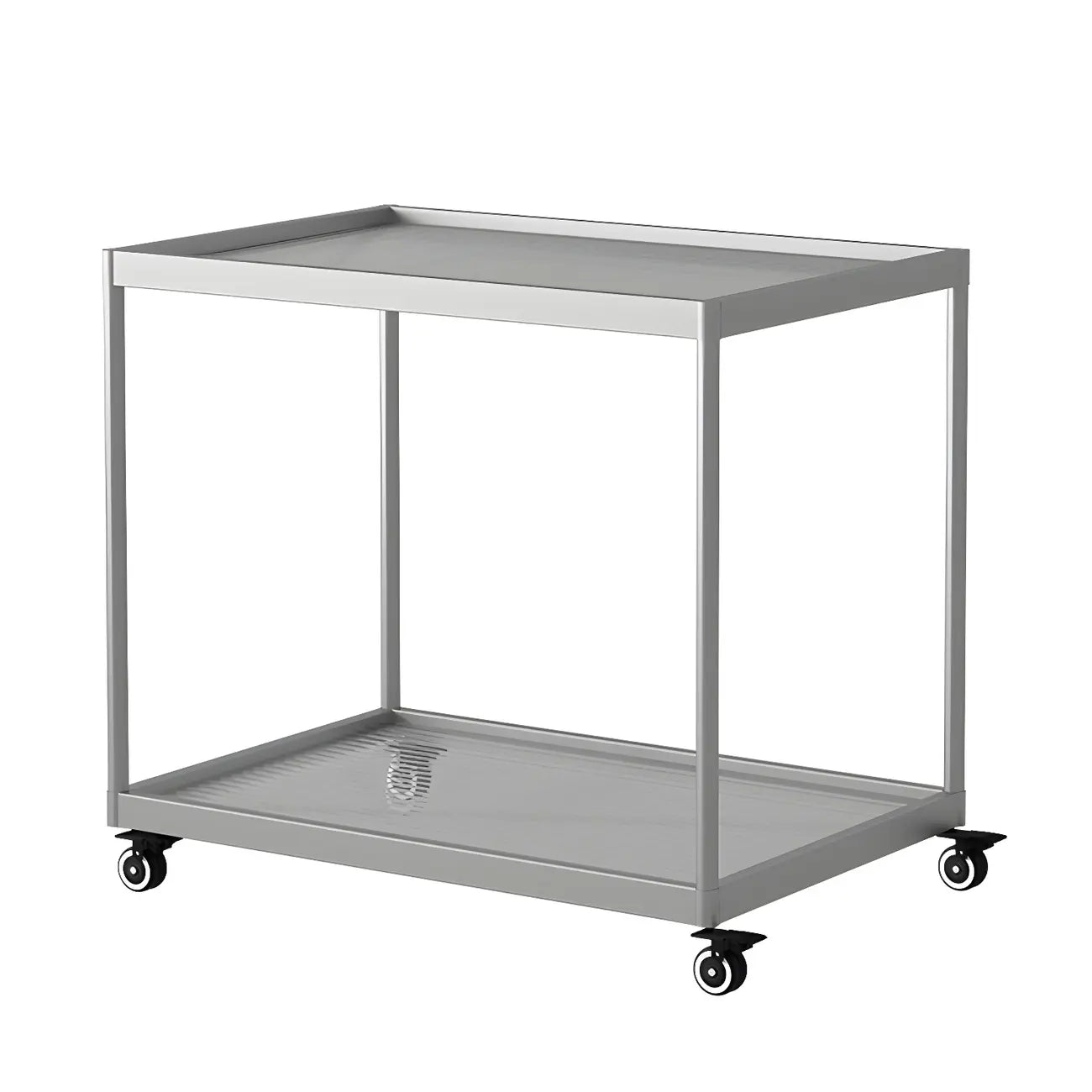 Table d'appoint rectangulaire à plateau supérieur en verre doré sur roulettes