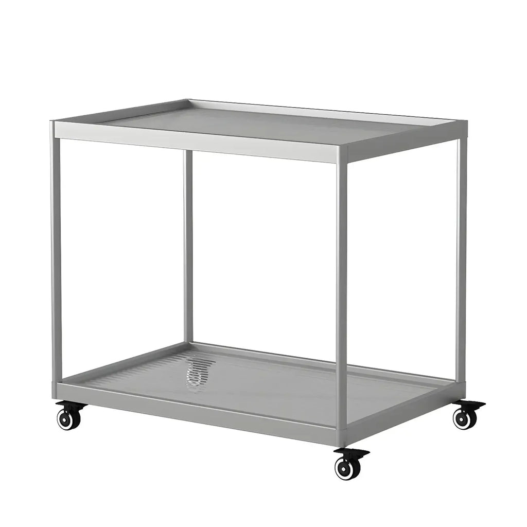 Table d'appoint rectangulaire à plateau supérieur en verre doré sur roulettes