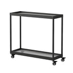 Table d'appoint rectangulaire à plateau supérieur en verre doré sur roulettes