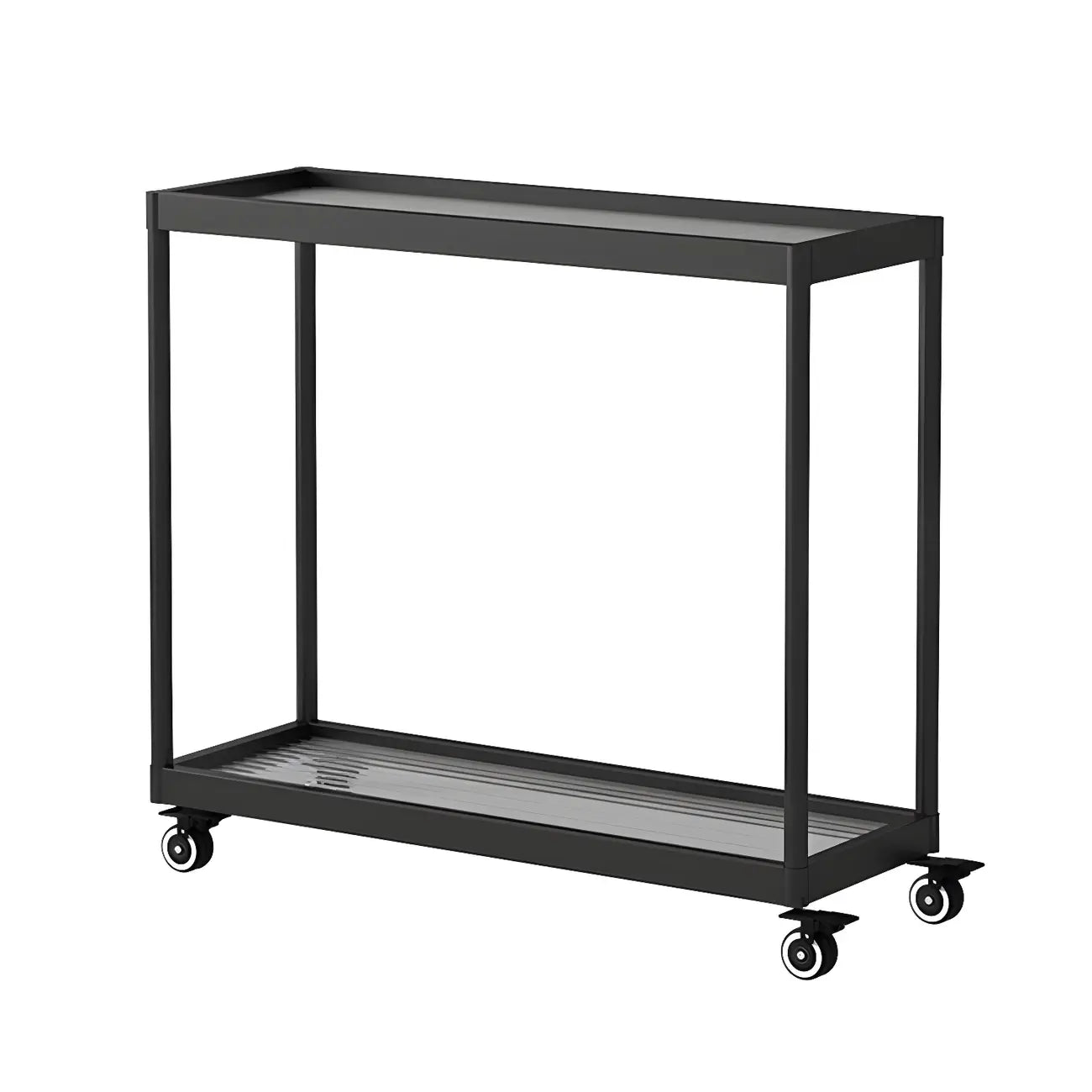 Table d'appoint rectangulaire à plateau supérieur en verre doré sur roulettes