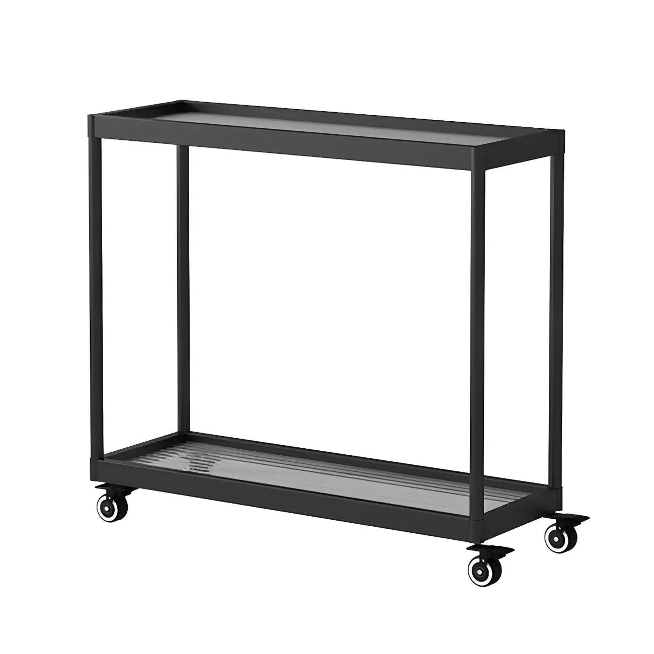 Table d'appoint rectangulaire à plateau supérieur en verre doré sur roulettes