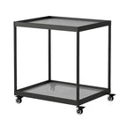Table d'appoint rectangulaire à plateau supérieur en verre doré sur roulettes