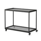 Table d'appoint rectangulaire à plateau supérieur en verre doré sur roulettes