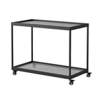 Table d'appoint rectangulaire à plateau supérieur en verre doré sur roulettes