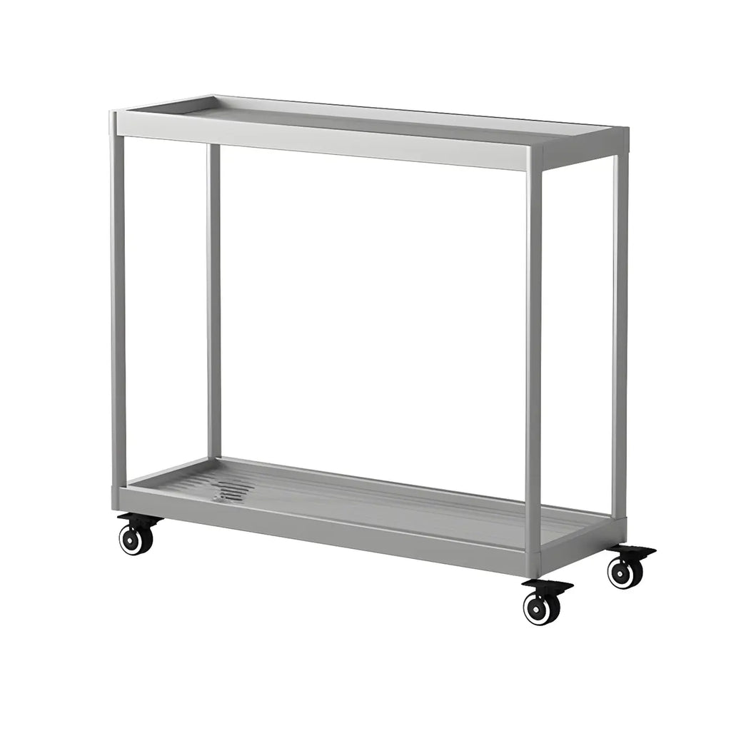 Table d'appoint rectangulaire à plateau supérieur en verre doré sur roulettes