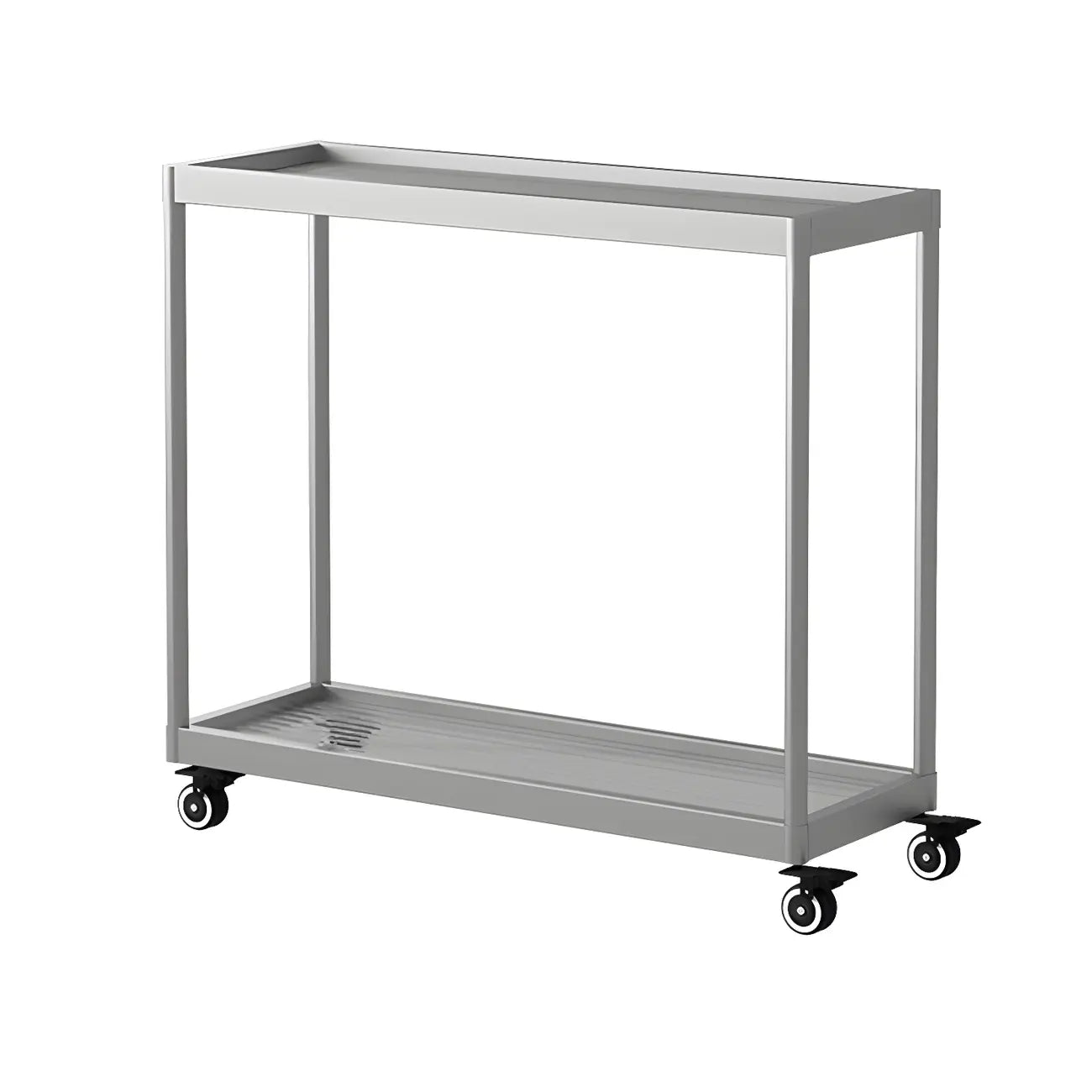 Table d'appoint rectangulaire à plateau supérieur en verre doré sur roulettes