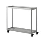 Table d'appoint rectangulaire à plateau supérieur en verre doré sur roulettes