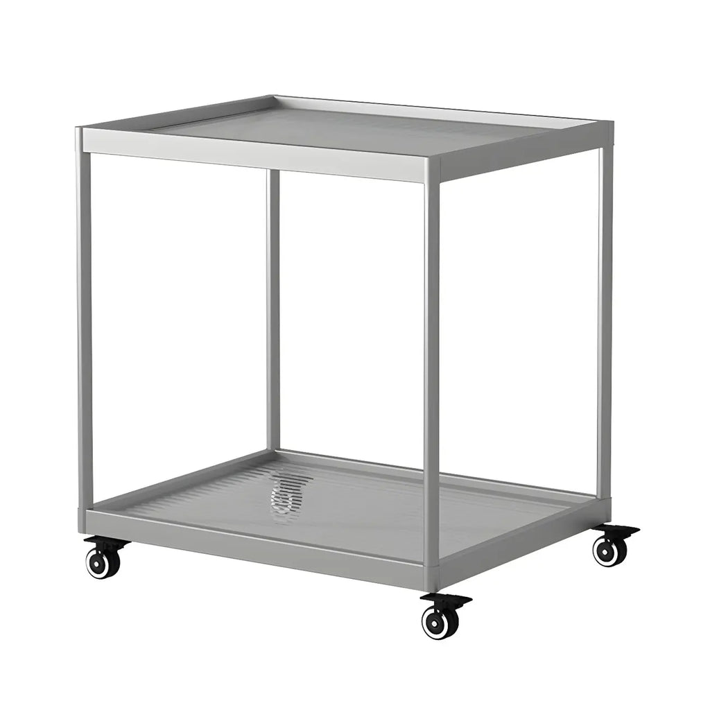 Table d'appoint rectangulaire à plateau supérieur en verre doré sur roulettes