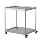 Table d'appoint rectangulaire à plateau supérieur en verre doré sur roulettes