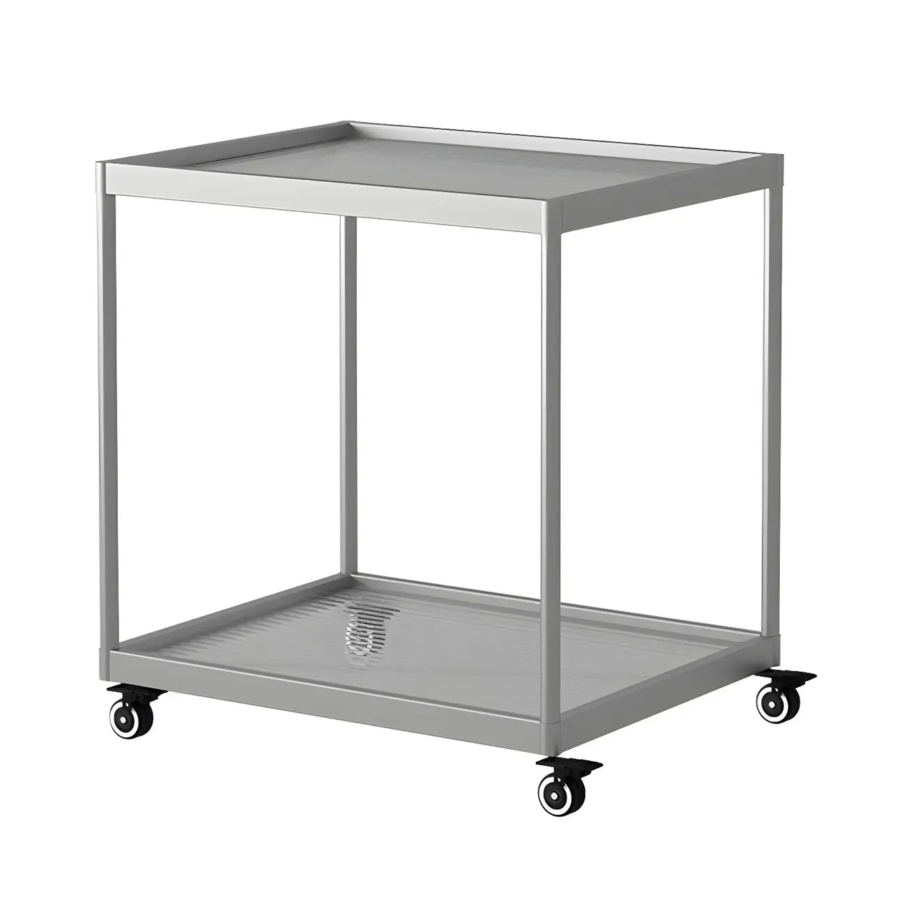 Table d'appoint rectangulaire à plateau supérieur en verre doré sur roulettes