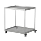 Table d'appoint rectangulaire à plateau supérieur en verre doré sur roulettes