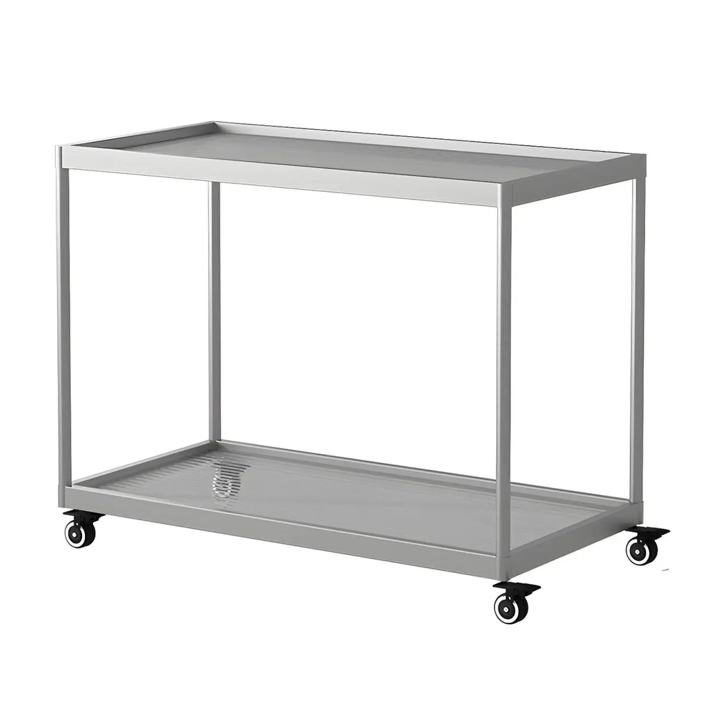 Table d'appoint rectangulaire à plateau supérieur en verre doré sur roulettes