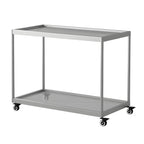 Table d'appoint rectangulaire à plateau supérieur en verre doré sur roulettes