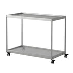 Table d'appoint rectangulaire à plateau supérieur en verre doré sur roulettes