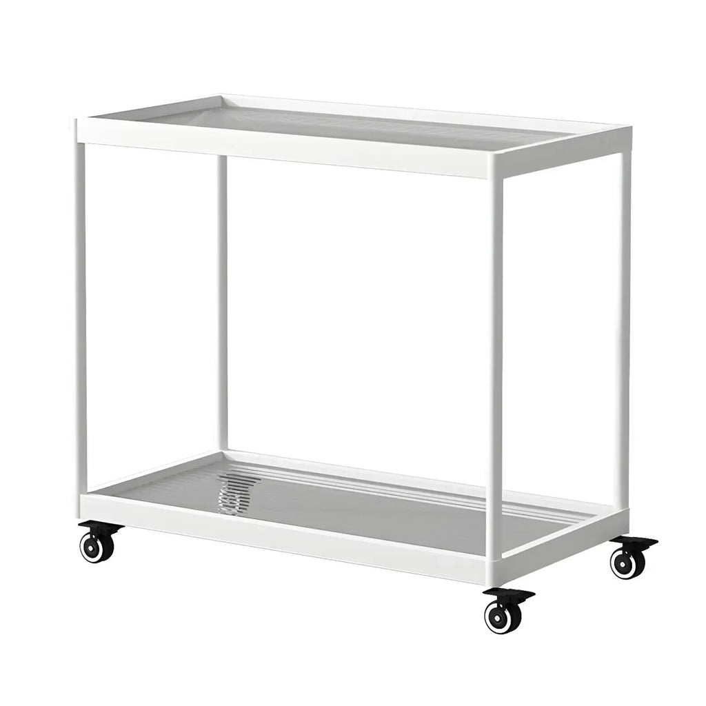 Table d'appoint rectangulaire à plateau supérieur en verre doré sur roulettes
