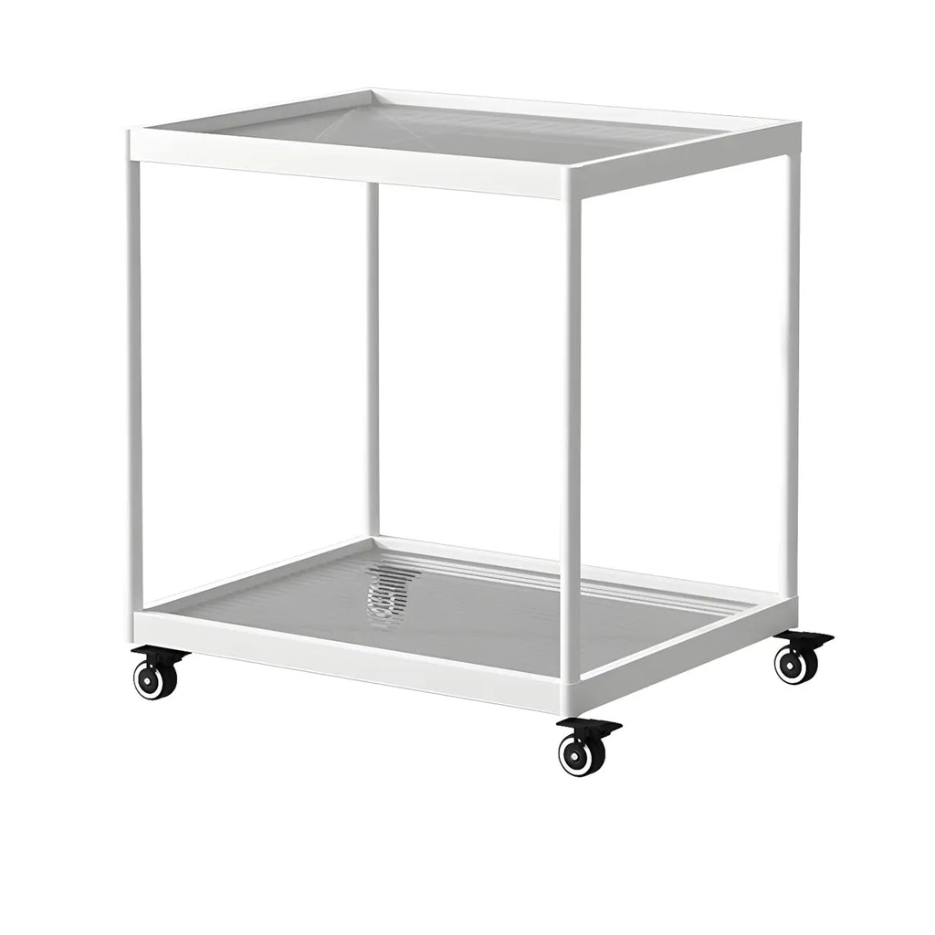 Table d'appoint rectangulaire à plateau supérieur en verre doré sur roulettes