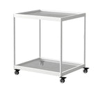 Table d'appoint rectangulaire à plateau supérieur en verre doré sur roulettes