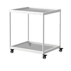 Table d'appoint rectangulaire à plateau supérieur en verre doré sur roulettes