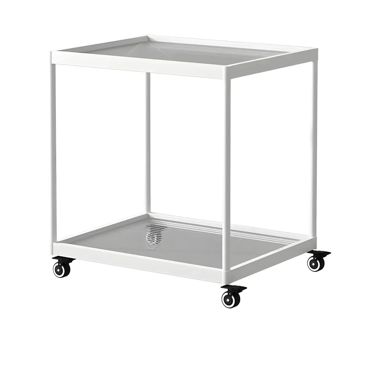 Table d'appoint rectangulaire à plateau supérieur en verre doré sur roulettes