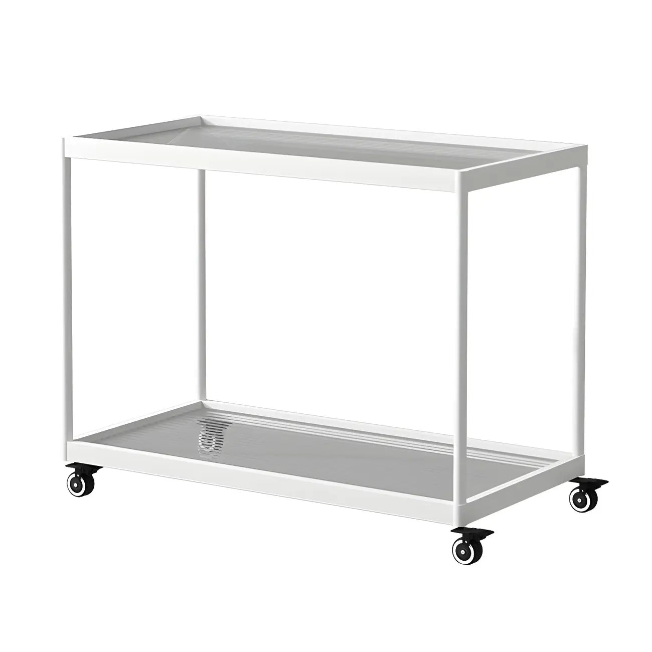 Table d'appoint rectangulaire à plateau supérieur en verre doré sur roulettes