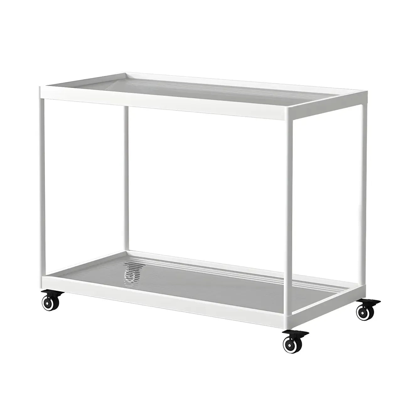 Table d'appoint rectangulaire à plateau supérieur en verre doré sur roulettes
