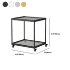 Table d'appoint rectangulaire à plateau supérieur en verre doré sur roulettes