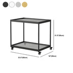Table d'appoint rectangulaire à plateau supérieur en verre doré sur roulettes