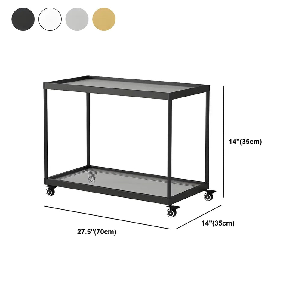 Table d'appoint rectangulaire à plateau supérieur en verre doré sur roulettes