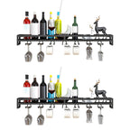 Support mural flottant en métal pour verres à vin et bouteilles avec crochet