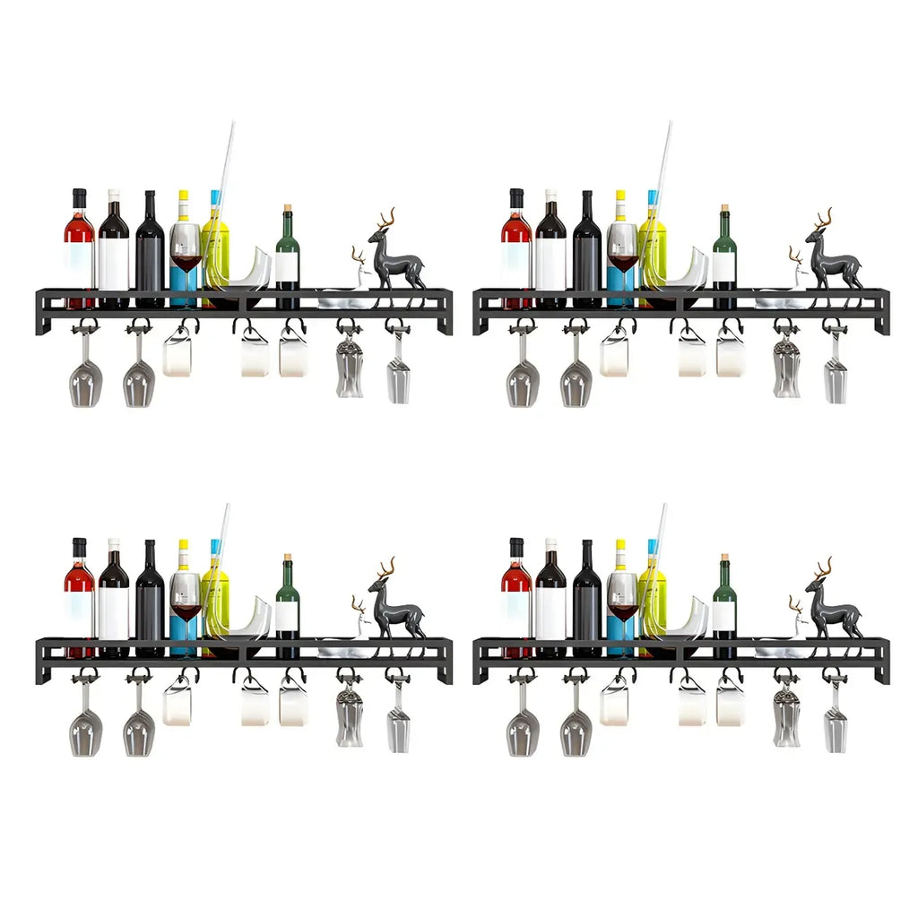 Support mural flottant en métal pour verres à vin et bouteilles avec crochet