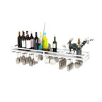 Support mural flottant en métal pour verres à vin et bouteilles avec crochet